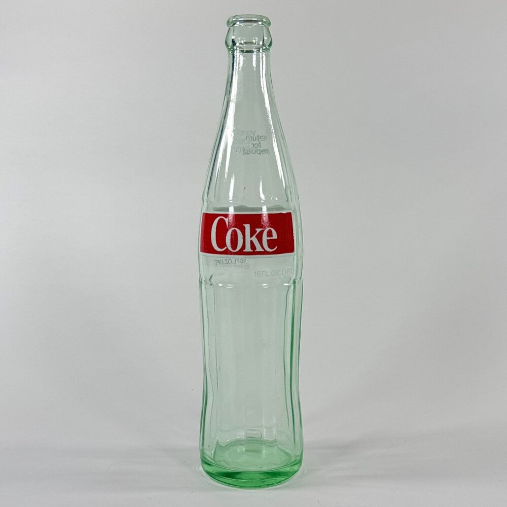 Vintage Green Tint Coca-Cola 16 FL OZ Green Glass Bottle Classic Design Empty